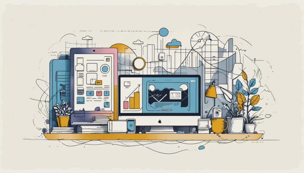 image of desktop and tablet showing charts and graph like what a web developer would see on their screen.