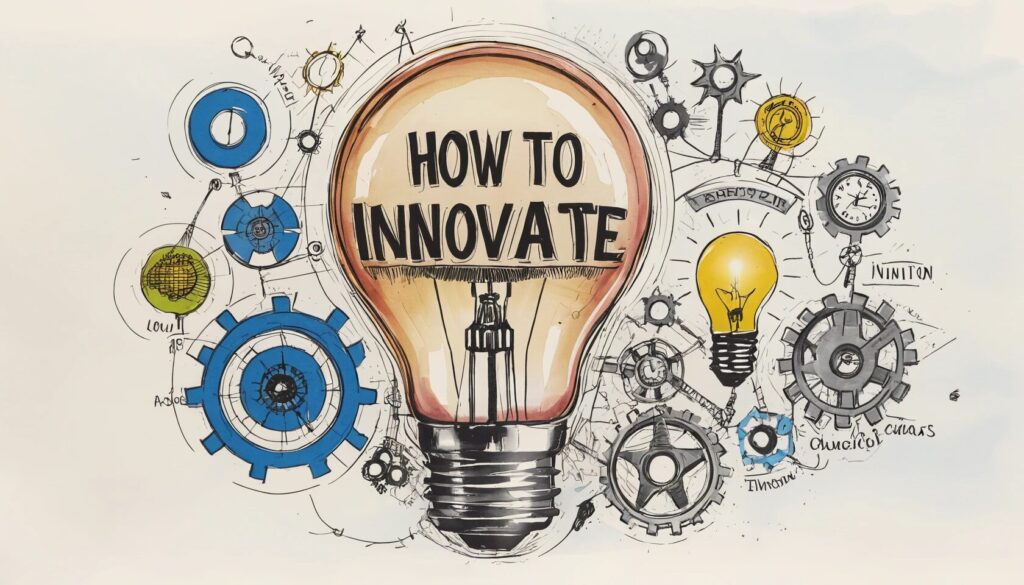 drawing of a lightbulb that says how to innovate showing the idea of innovation.