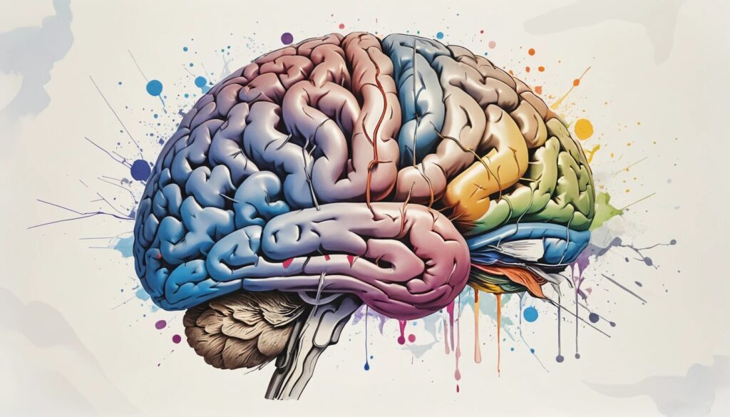 image of a multi-colored brain illustrating the idea of color psychology.