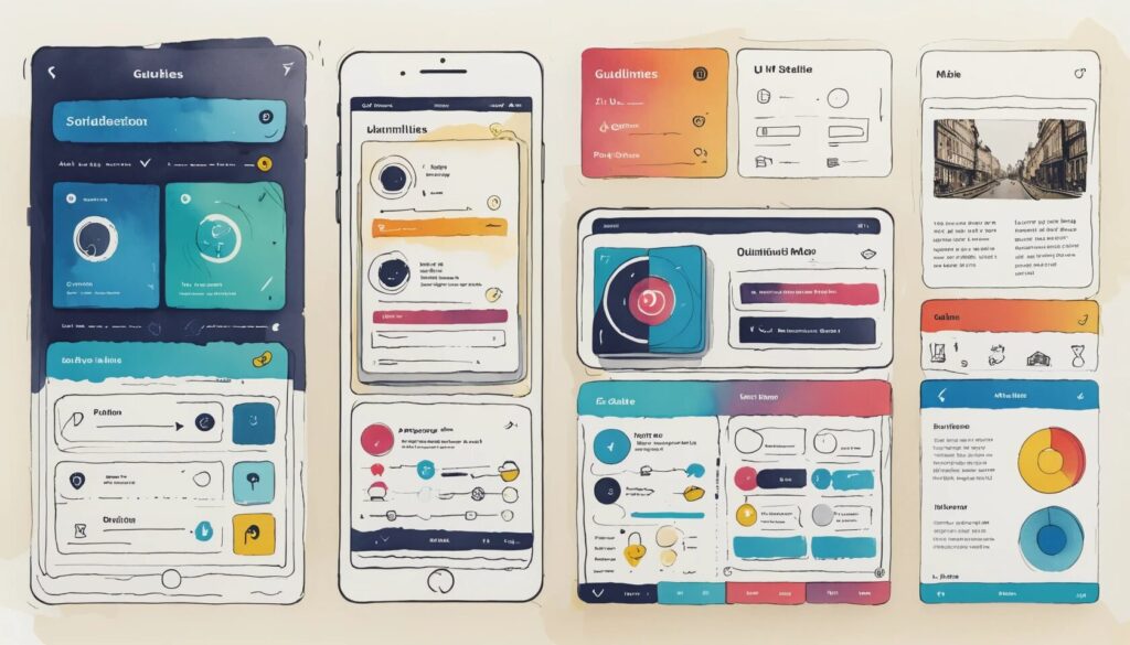 abstract image of different application screens showing different aspects of UI Design.