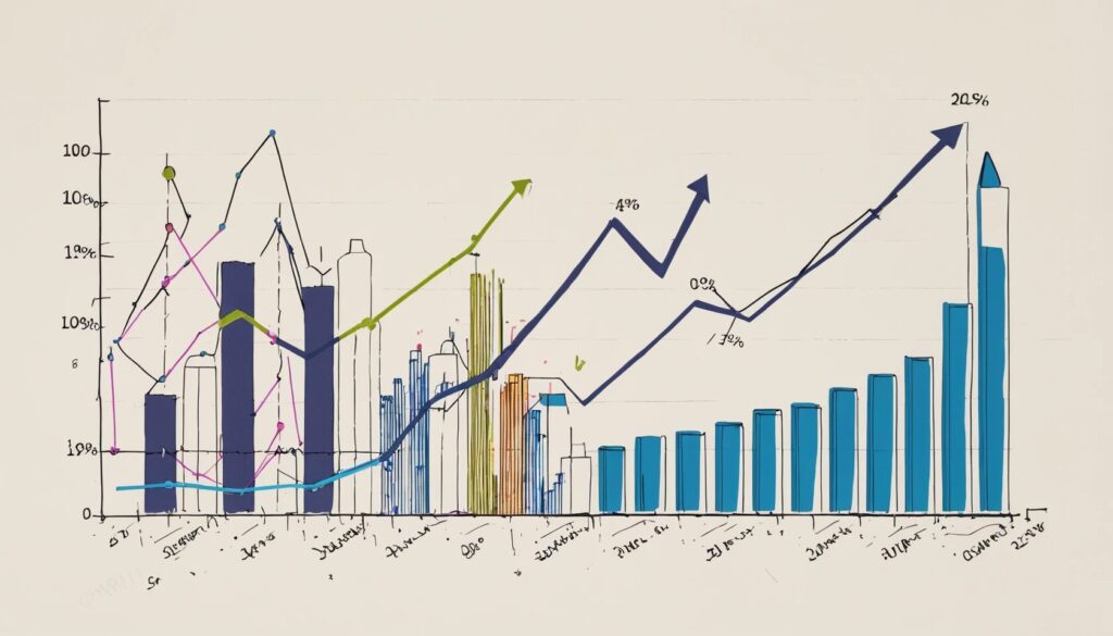 line and bar chart showing the idea of website conversion.