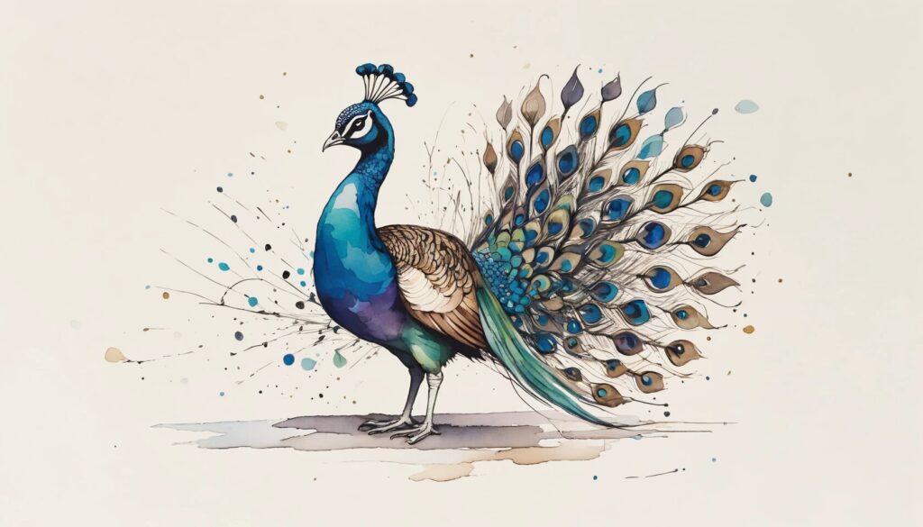 illustration of a male peacock showing the idea of color psychology.