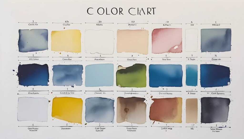 water color chip chart showing multiple color options.