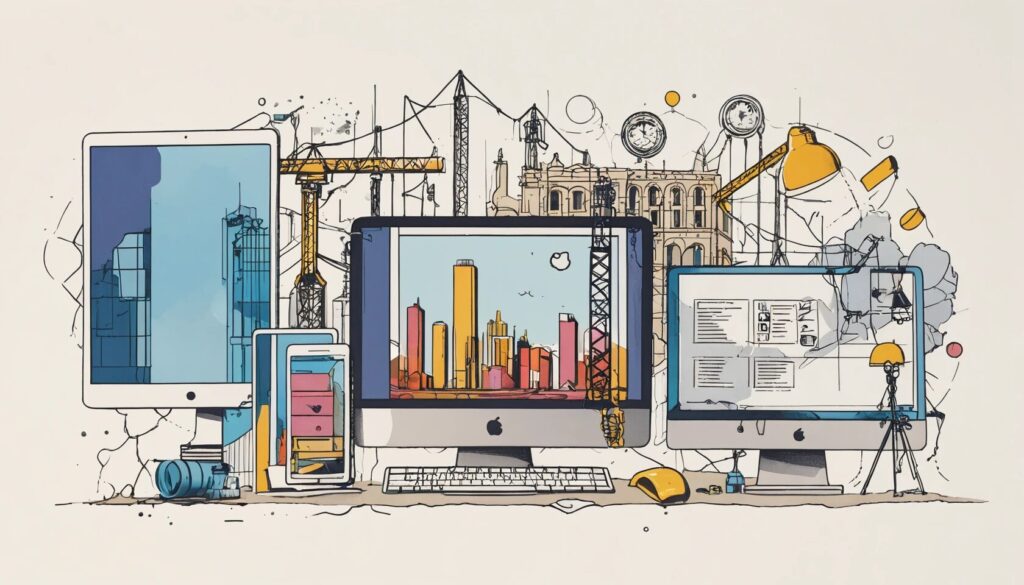 illustration of multiple devices showing the idea of web application development