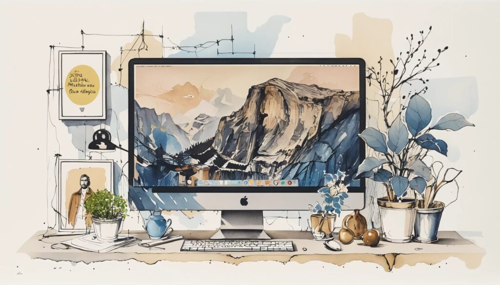 illustration of a creative UX designer's office workspace.