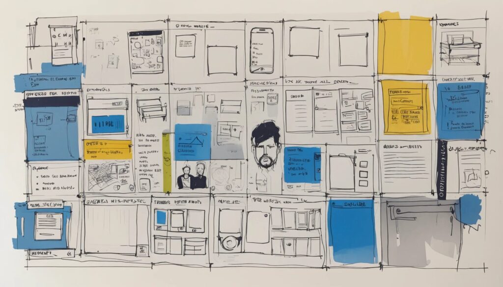 Sketch of UX wireframes and design ideas.