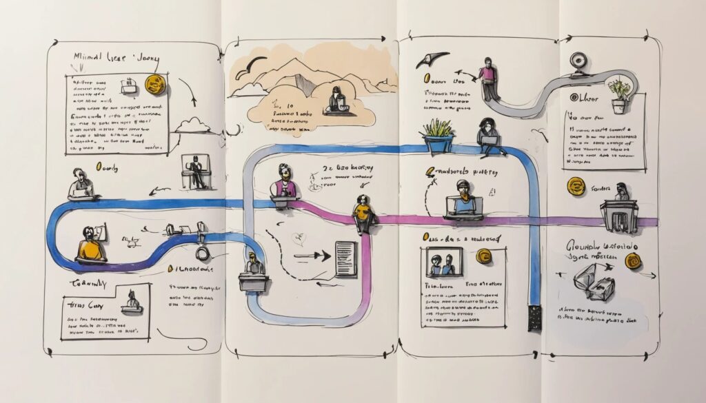 rough sketch of a user journey in a notebook.