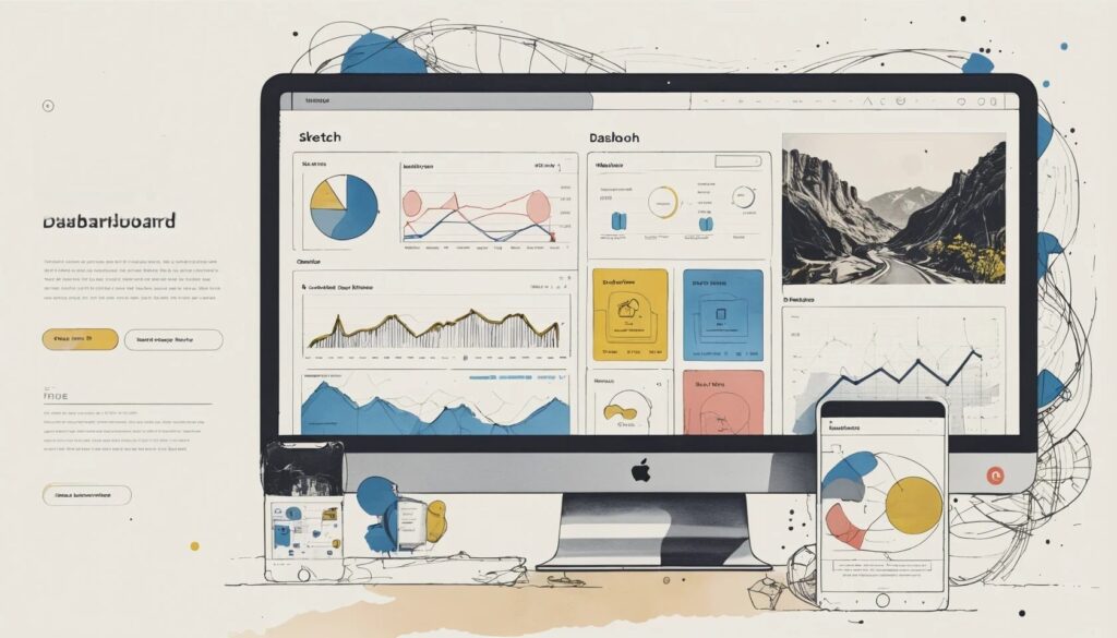 sketch image of a website dashboard.