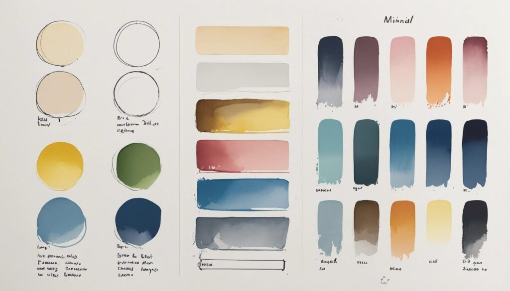 sketch image of a color chip chart showing multiple color schemes.