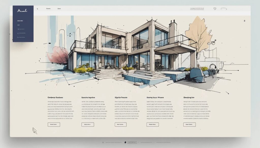 sketch image of a website homepage.