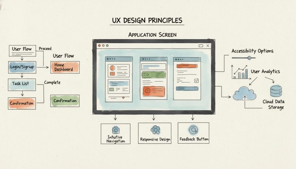 flow chart of user design considerations for building a website.